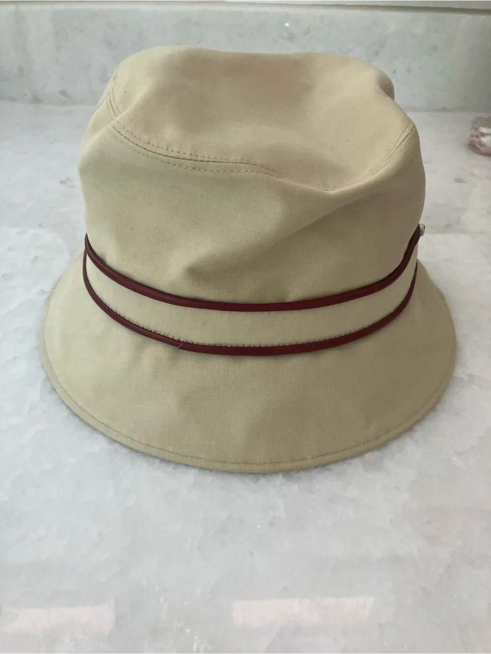 Coach Beige Bucket Hat with Red Trim - vintage